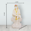 Saibaba Statue Sitting On Base - 6 x 3 Inches | Marble Murti / Saibaba Idol / Sai Baba Vigraham for Worship - Retail Maharaj
