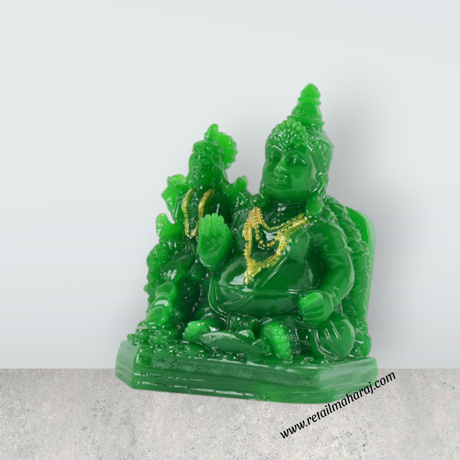 Laxmi Kuber Statue - 4 x 3 Inches Green | Resin Lakshmi Kuber Idol/ Laxmi Kuber Idol for Pooja