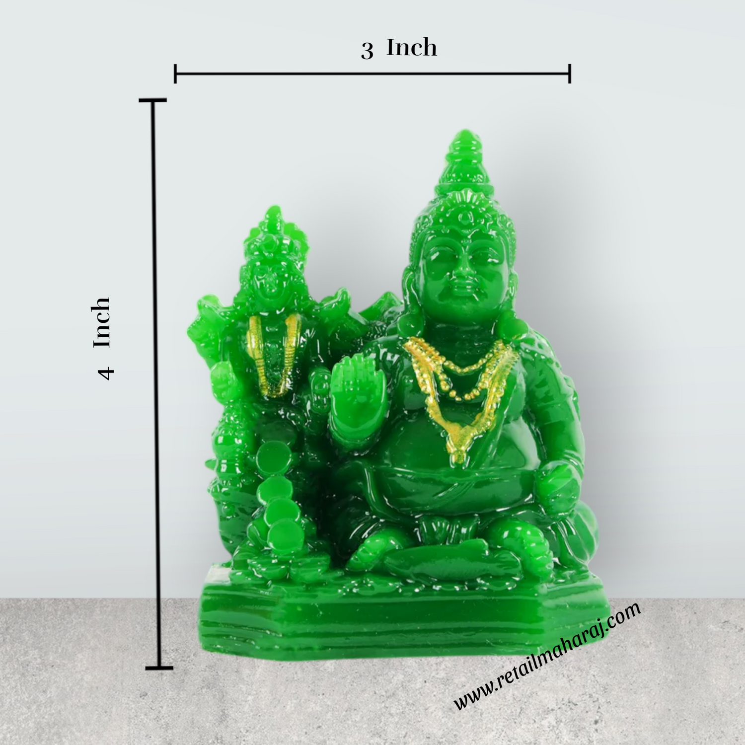 Laxmi Kuber Statue - 4 x 3 Inches Green | Resin Lakshmi Kuber Idol/ Laxmi Kuber Idol for Pooja