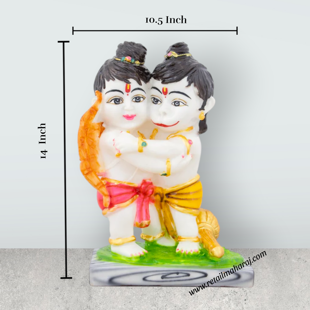 Ram Hanuman Statue - 14 x 10.5 Inches | Marble Dust Murti/ Ram Hanuman Murti for Pooja - Retail Maharaj