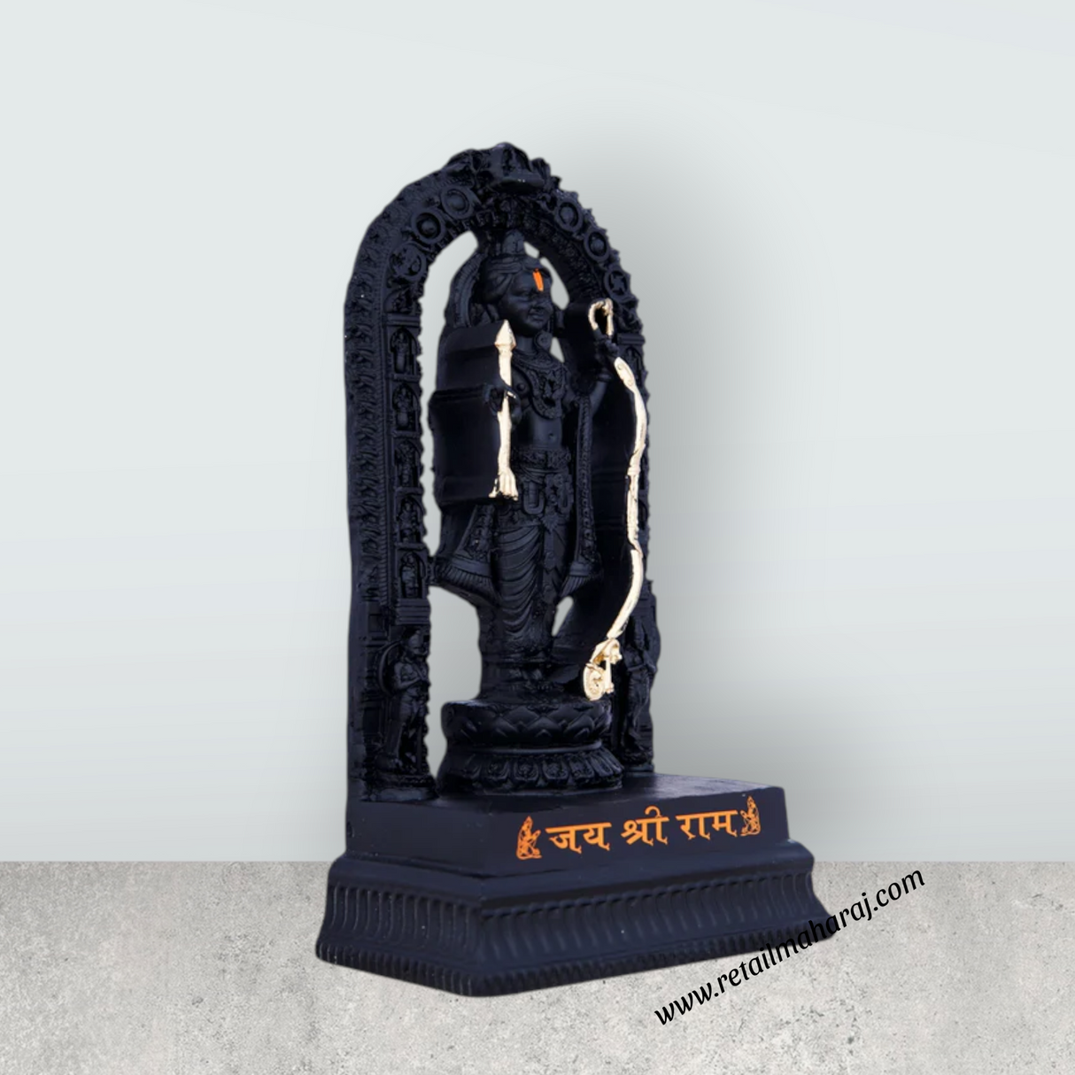 Ayodhya Rama Idol - 8.5 x 4.5 Inches | Poly Resin Statue/ Black Ayodhya Ramar Statue for Pooja