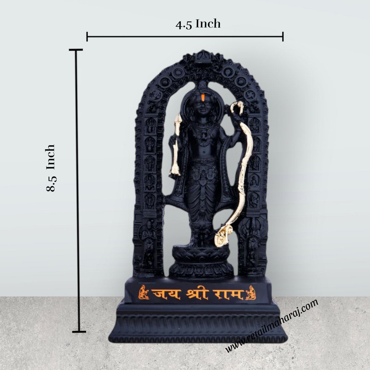 Ayodhya Rama Idol - 8.5 x 4.5 Inches | Poly Resin Statue/ Black Ayodhya Ramar Statue for Pooja