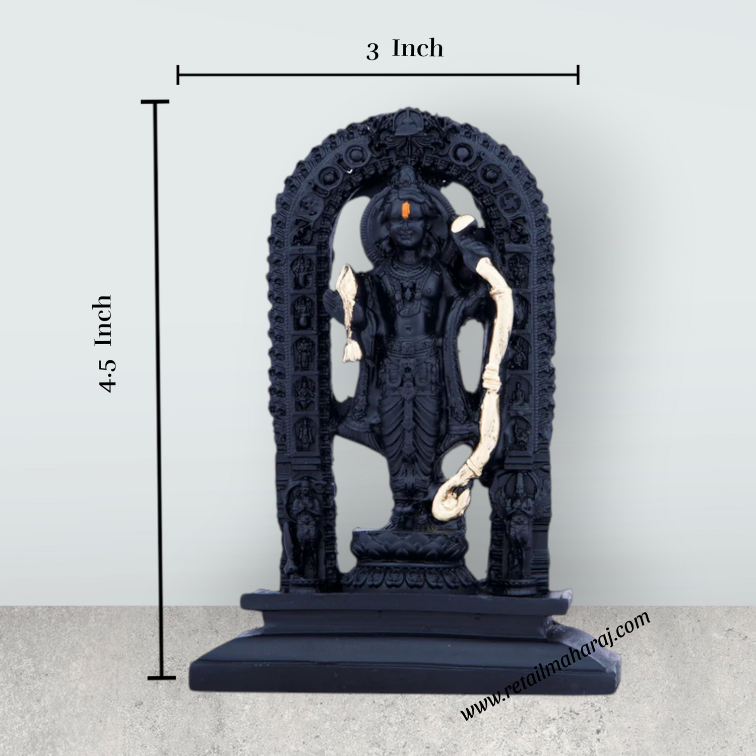 Ayodhya Rama Idol - 4.5 x 3 Inches | Poly Resin Statue/ Black Ayodhya Ramar Statue for Pooja - Retail Maharaj