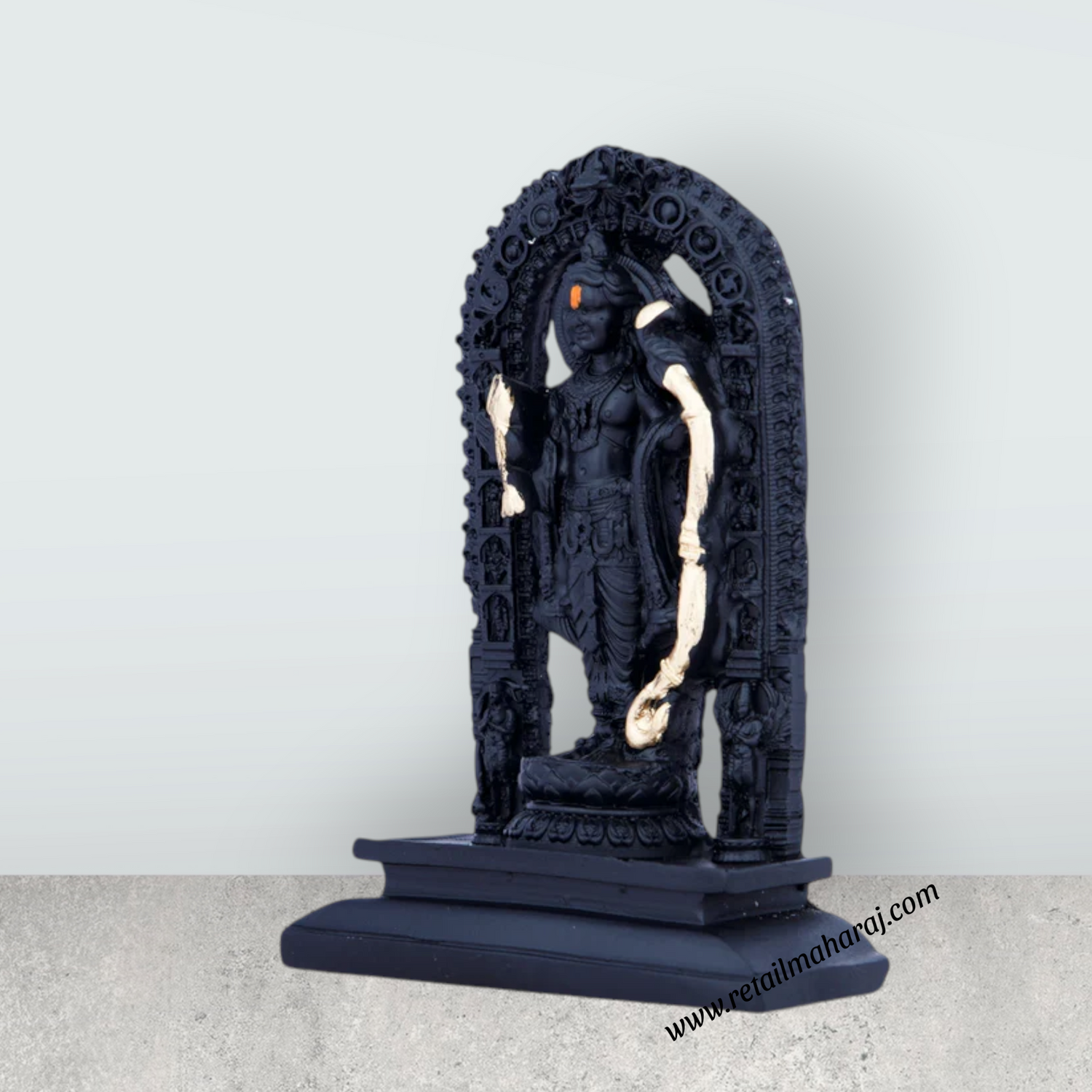 Ayodhya Rama Idol - 4.5 x 3 Inches | Poly Resin Statue/ Black Ayodhya Ramar Statue for Pooja - Retail Maharaj