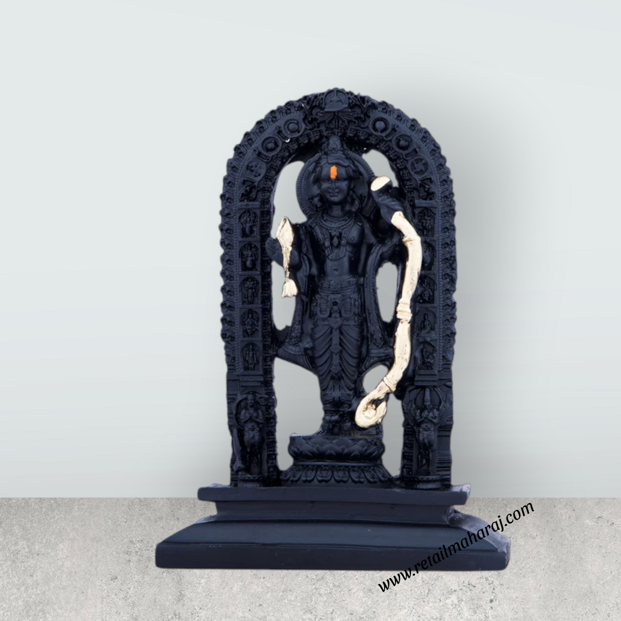 Ayodhya Rama Idol - 4.5 x 3 Inches | Poly Resin Statue/ Black Ayodhya Ramar Statue for Pooja - Retail Maharaj