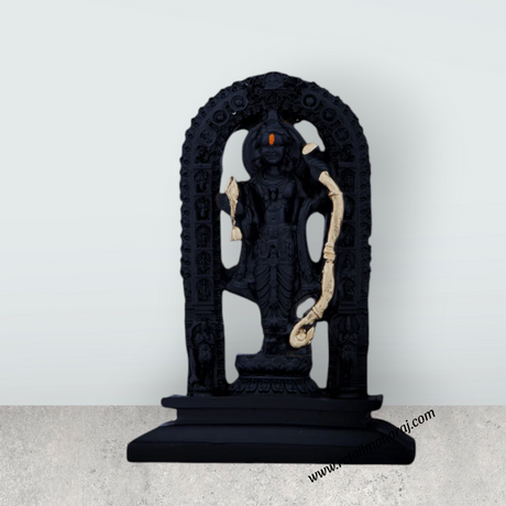 Ayodhya Rama Idol - 4.5 x 3 Inches | Poly Resin Statue/ Black Ayodhya Ramar Statue for Pooja - Retail Maharaj