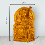 Raja Rajeshwari Devi Sitting On Sinhasan - 6.75 x 4 Inches | Resin & Gold Polish Rajeshwari Murti for Pooja - Retail Maharaj