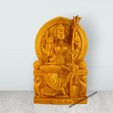 Raja Rajeshwari Devi Sitting On Sinhasan - 6.75 x 4 Inches | Resin & Gold Polish Rajeshwari Murti for Pooja - Retail Maharaj