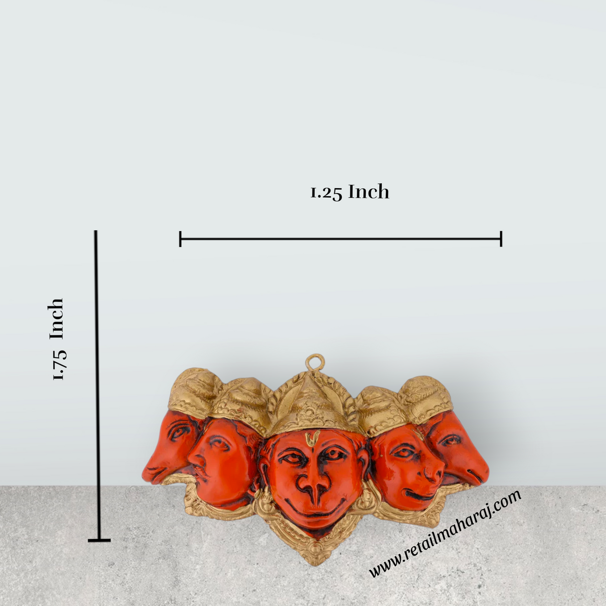 Panchmukhi Hanuman Face Wall Hanging - 4 x 6.5 Inches | Marble Dust Anjaneya Face Wall Hanger For Home Decor - Retail Maharaj
