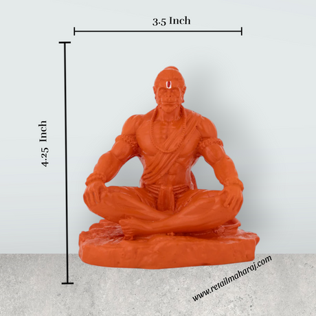 Hanuman Murti Sitting On Base - 4.25 x 3.5 Inches | Marble Dust Murti / Anjaneya Statue For Pooja & Worship - Retail Maharaj