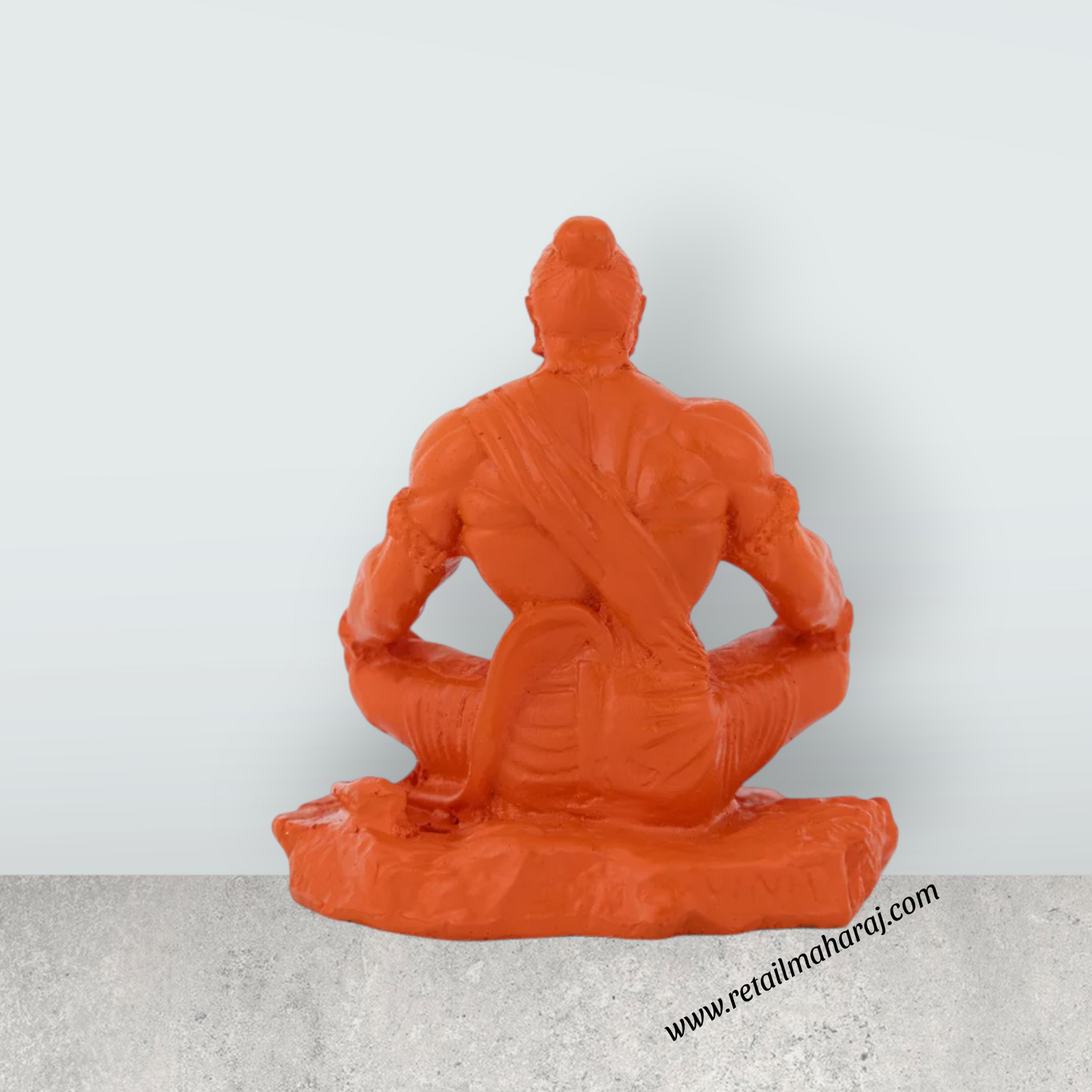 Hanuman Murti Sitting On Base - 4.25 x 3.5 Inches | Marble Dust Murti / Anjaneya Statue For Pooja & Worship - Retail Maharaj