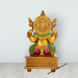 Ganesh Murti - 10.5 x 5.5 Inches | Vinayagar Idol/ Ganpati Murti Sitting On Simhasan/ Resin Statue for Pooja - Retail Maharaj
