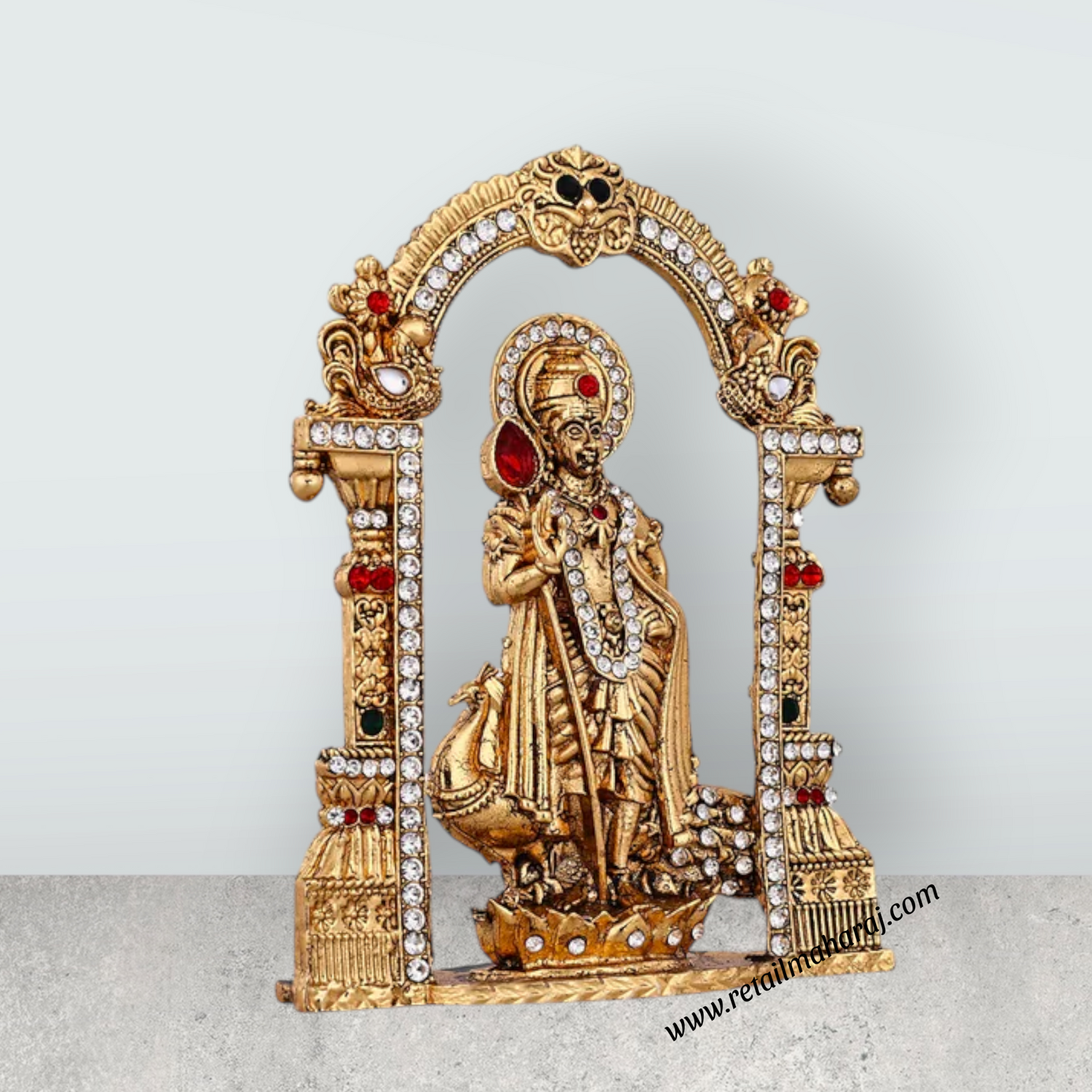 Murugan with Peacock and Arch – 4.5 x 3.5 Inches | Antique Murti / Lord Kartikeya Statue for Home & Pooja