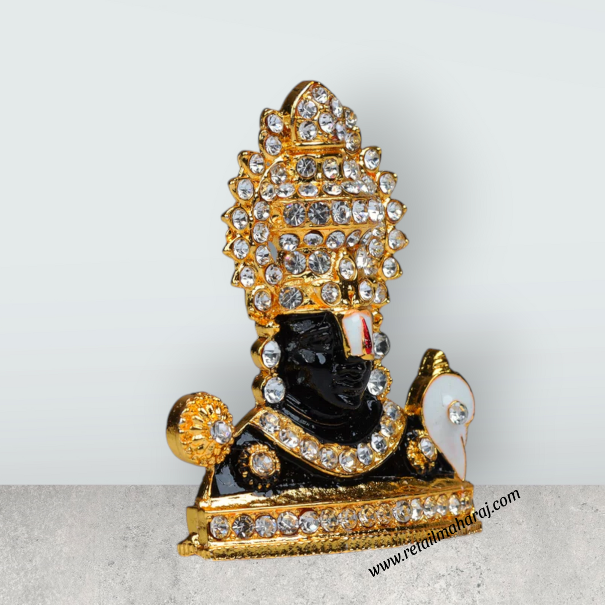 Balaji Statue - 2 x 1.5 Inches | White Stone Lord Venkateswara Idol for Car Decor - Retail Maharaj