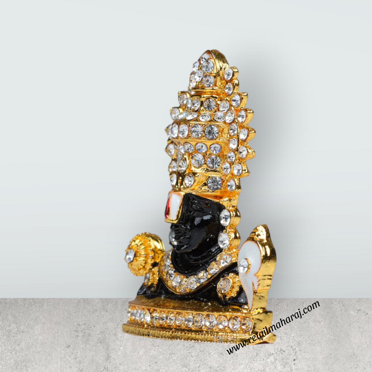 Balaji Statue - 2 x 1.5 Inches | White Stone Lord Venkateswara Idol for Car Decor - Retail Maharaj