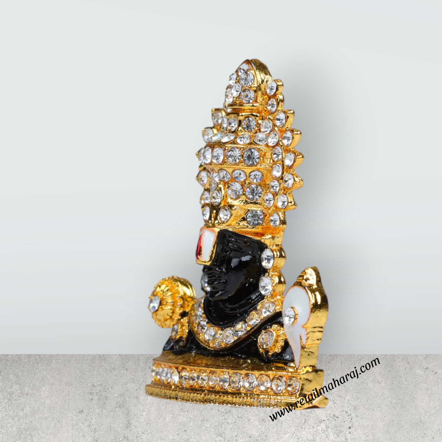 Balaji Statue - 2 x 1.5 Inches | White Stone Lord Venkateswara Idol for Car Decor - Retail Maharaj