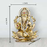 Ganesh Murti - 2.75 x 2 Inches | Stone Vinayaka Idol/ Gold Polish Ganpati Murti for Pooja - Retail Maharaj