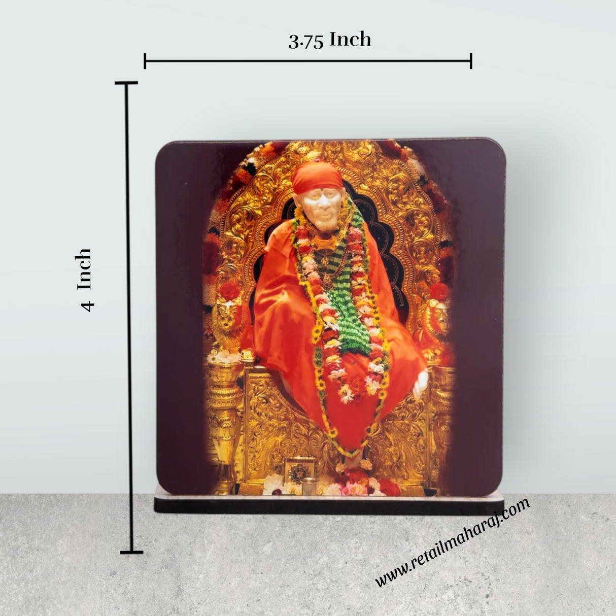 Sai Baba Photo Frame Stand - 4 x 3.75 Inches | Sai Baba Frame/ Baba Picture Frame for Car Decor
