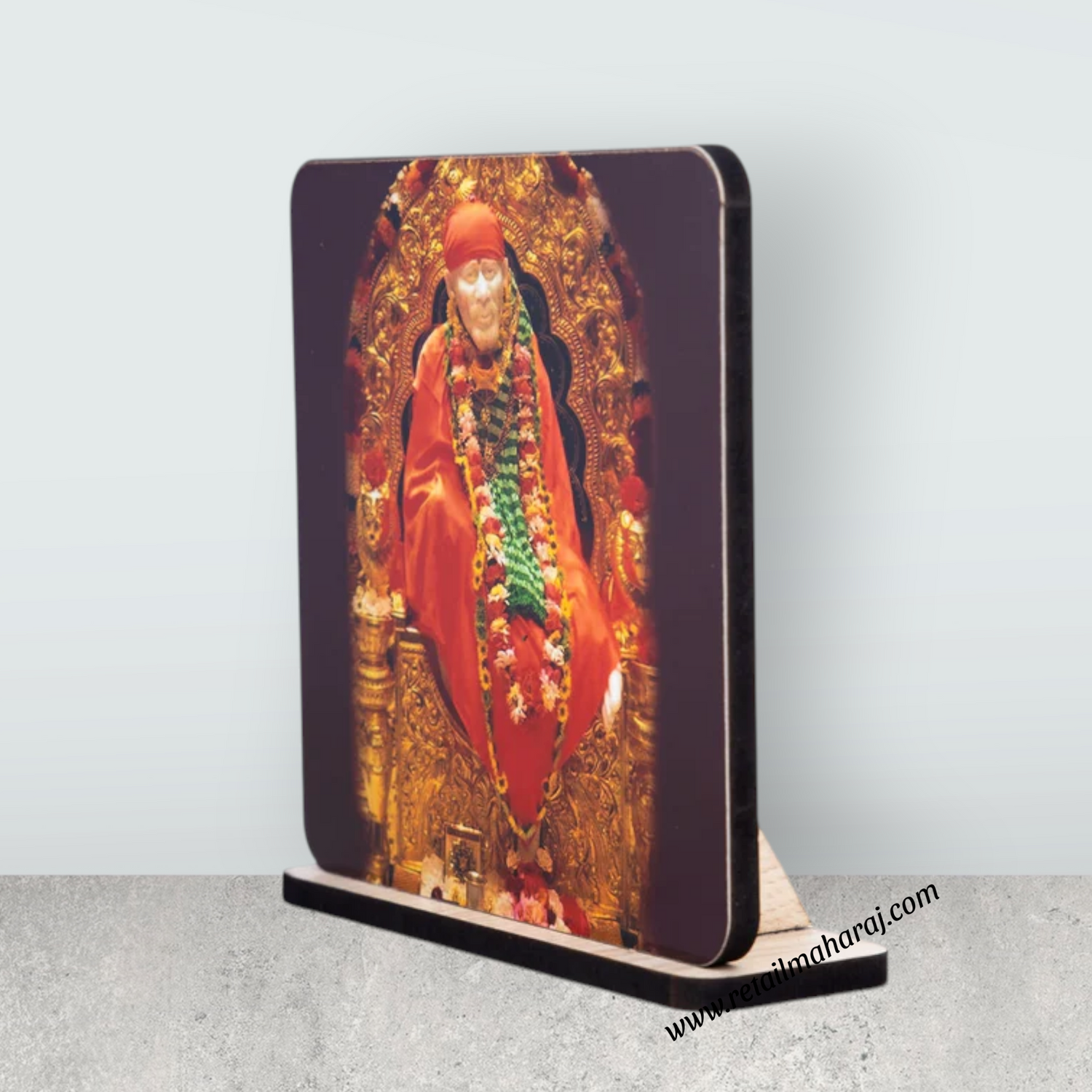 Sai Baba Photo Frame Stand - 4 x 3.75 Inches | Sai Baba Frame/ Baba Picture Frame for Car Decor