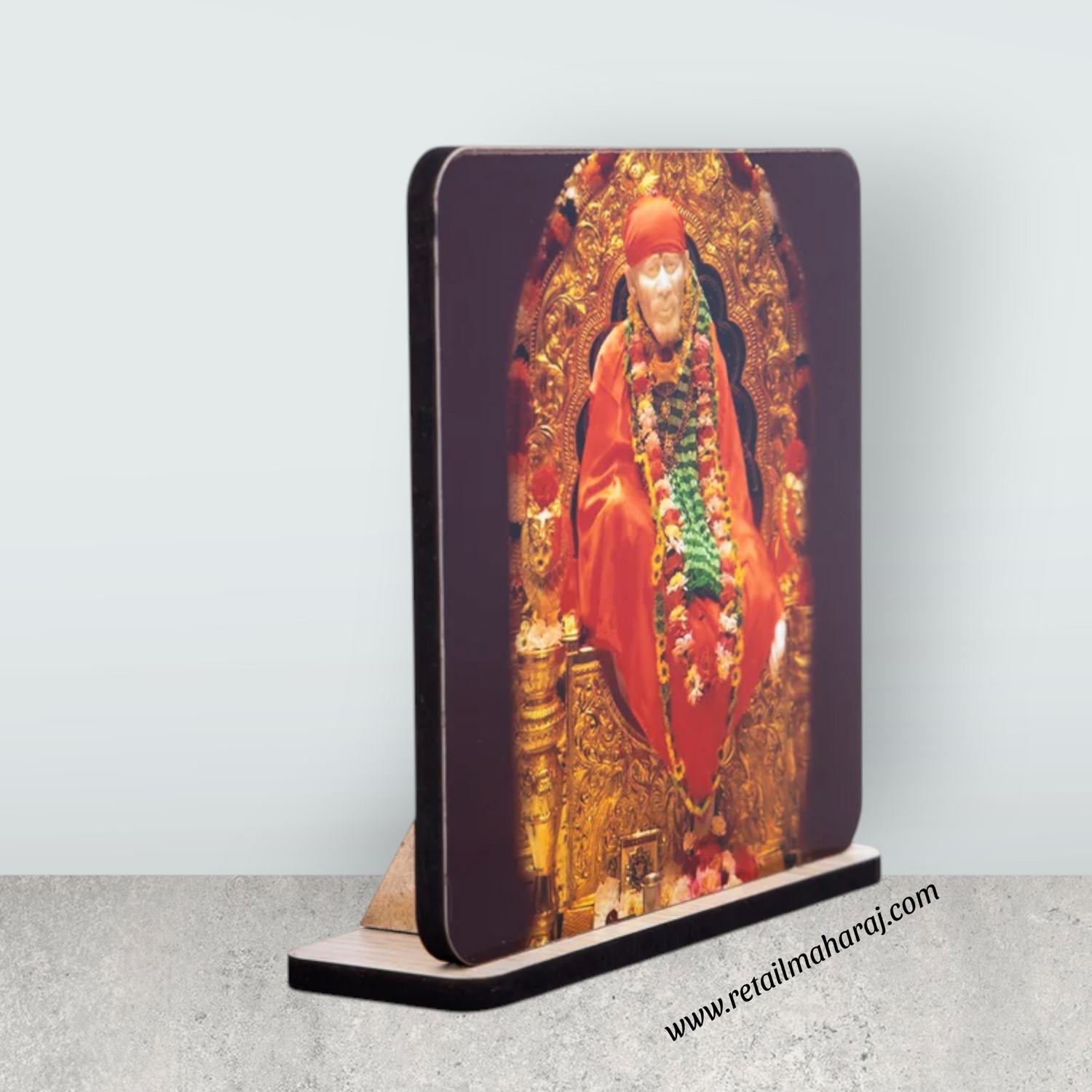 Sai Baba Photo Frame Stand - 4 x 3.75 Inches | Sai Baba Frame/ Baba Picture Frame for Car Decor