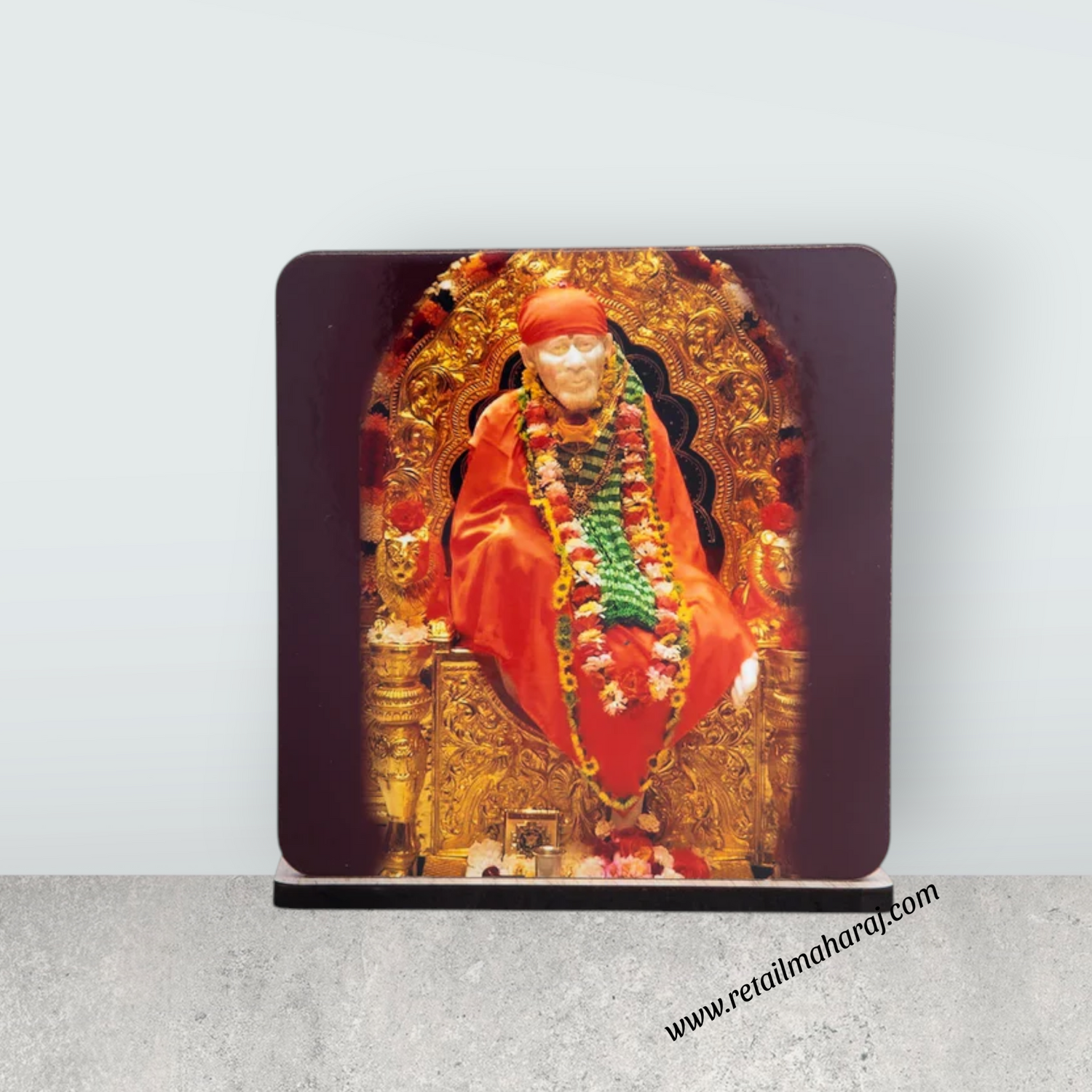 Sai Baba Photo Frame Stand - 4 x 3.75 Inches | Sai Baba Frame/ Baba Picture Frame for Car Decor