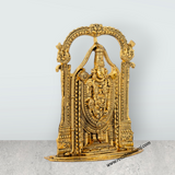 Balaji Murti With Arch - 2.5 x 2 Inches | Metal & Gold Polish Venkateswara Idol for Table Top & Car Decor - Retail Maharaj