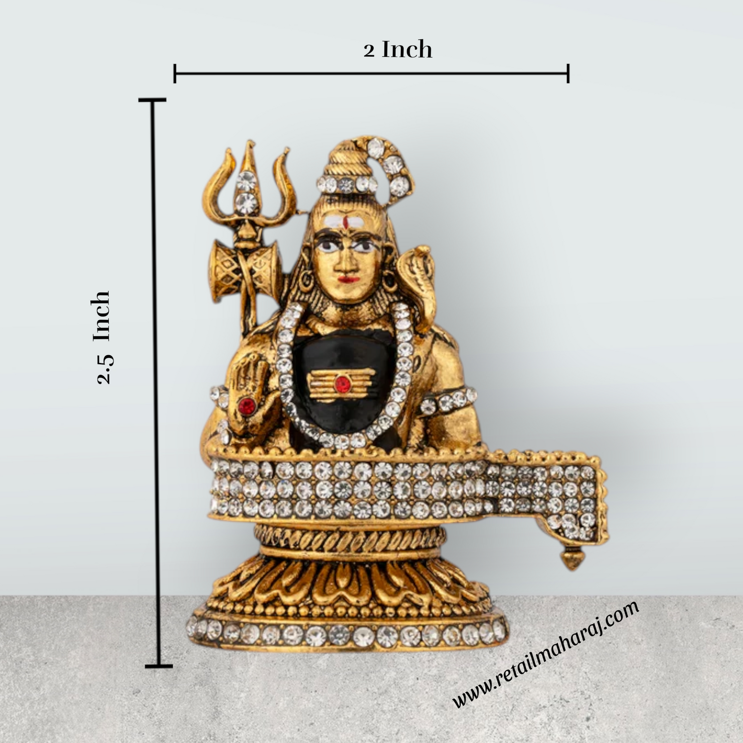 Shiva Statue With Shiv Ling Murti - 2.5 x 2 Inches | Metal Shiv Murti/ Antique Gold Polish Shiv Idol for Worship - Retail Maharaj