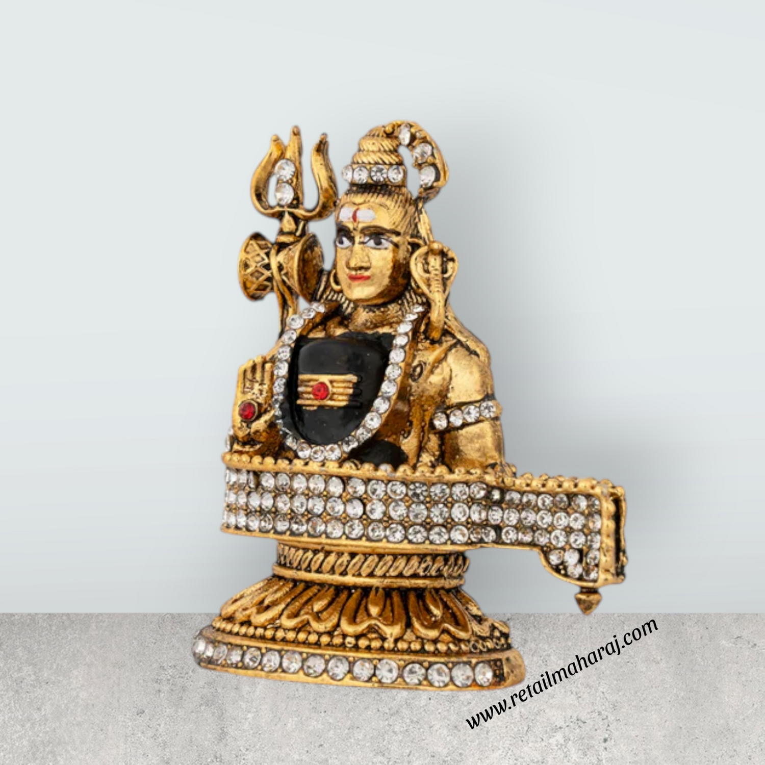 Shiva Statue With Shiv Ling Murti - 2.5 x 2 Inches | Metal Shiv Murti/ Antique Gold Polish Shiv Idol for Worship - Retail Maharaj