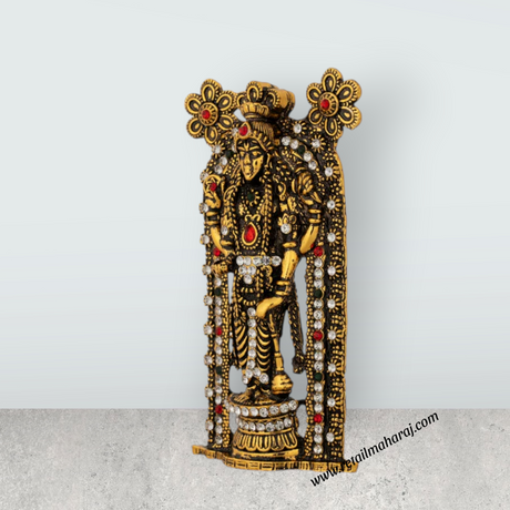 Guruvayurappan Idol - 3.75 x 2 Inches | Metal & Antique Gold Polish Guruvayurappan Statue for Table Top - Retail Maharaj