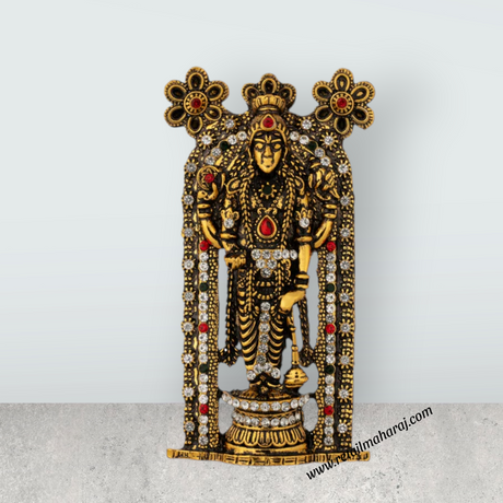 Guruvayurappan Idol - 3.75 x 2 Inches | Metal & Antique Gold Polish Guruvayurappan Statue for Table Top - Retail Maharaj