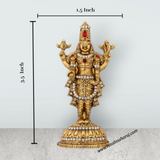 Balaji Murti Standing On Base - 3.5 x 1.5 Inches | Balaji Statue/ Metal & Gold Polish Perumal Statue for Home - Retail Maharaj