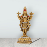 Balaji Murti Standing On Base - 3.5 x 1.5 Inches | Balaji Statue/ Metal & Gold Polish Perumal Statue for Home - Retail Maharaj