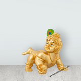 Crawling Krishna Murti - 1.5 x 1.75 Inches | Metal Krishna Idol/ Gold Polish Krishna Statue for Table Decor - Retail Maharaj
