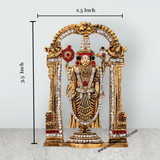 Balaji Murti With Arch - 3.5 x 2.5 Inches | Stone & Antique Gold Polish Perumal Statue for Car Decor - Retail Maharaj