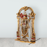 Balaji Murti With Arch - 3.5 x 2.5 Inches | Stone & Antique Gold Polish Perumal Statue for Car Decor - Retail Maharaj