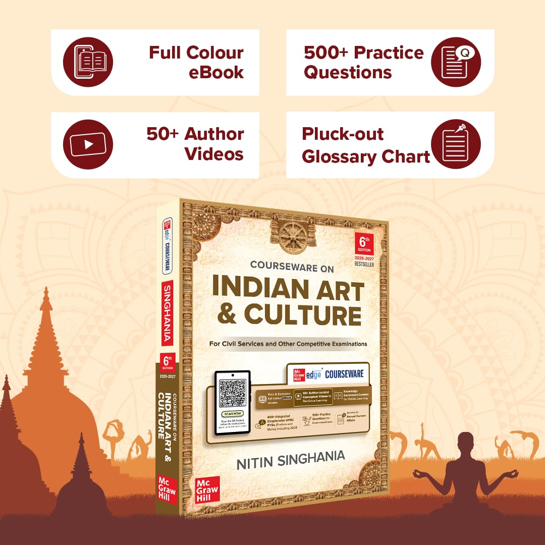 Indian Art and Culture Courseware, 6e by Nitin Singhania (IAS) for UPSC CSE 2026 | 400+ Solved Previous Years’ Questions (2013–2025) | 500+ CBT-based Practice Questions | 50+ Author Videos - Retail Maharaj
