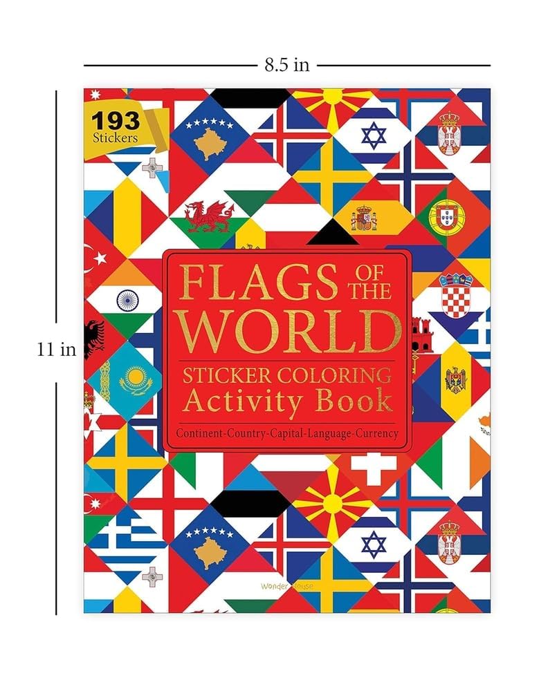Flags of the World - Sticker Coloring Activity Book For Children : Continent, Country, Capital, Language and Currency - Retail Maharaj