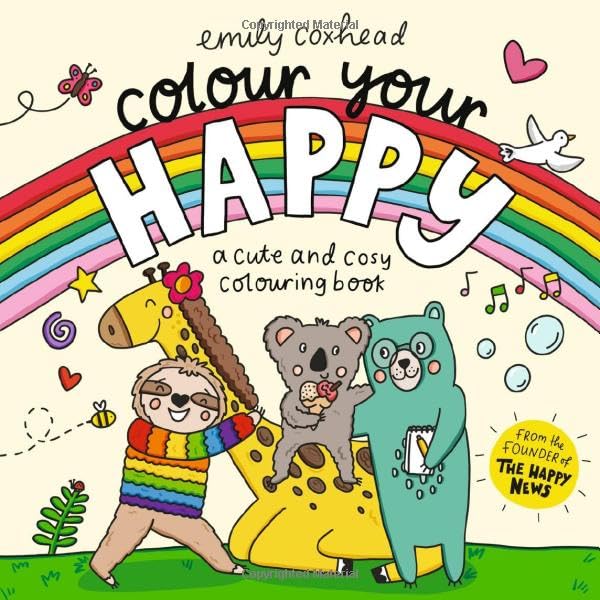 Colour Your Happy: Relax with this calming colouring book for all ages, featuring cute animal friends and cosy scenes - the perfect Christmas gift! (My Happy Feelings) - Retail Maharaj