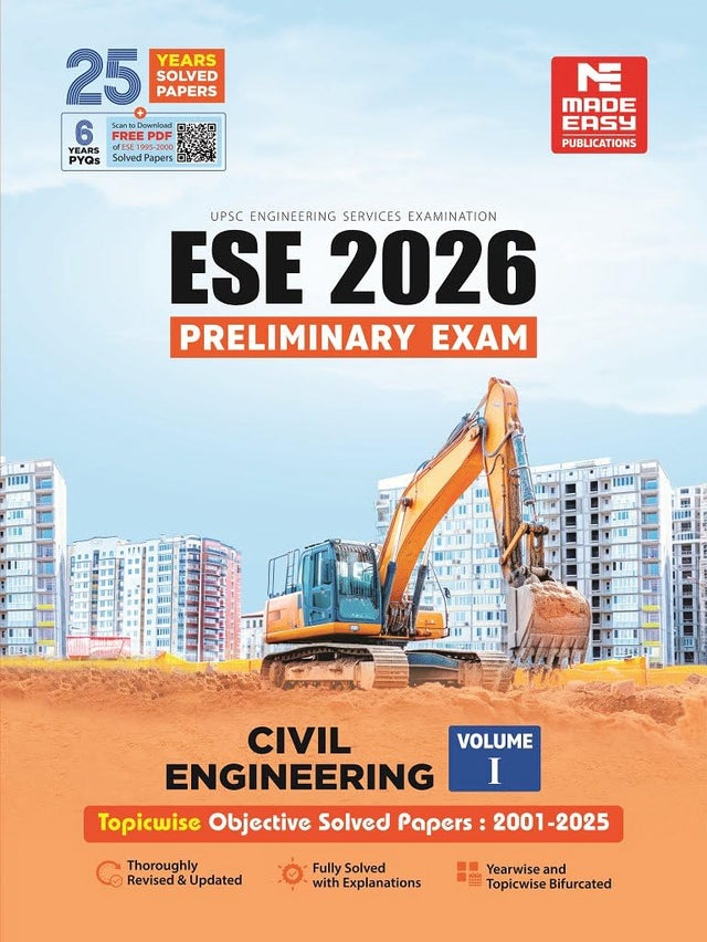 ESE 2026 : Preliminary Exam: Civil Engineering Volume-I | Chapterwise & Topicwise Objective Solved Papers | 25 Years Solved PYQs 2001-2025| UPSC ... Examination | Fully Solved | By Made Easy - Retail Maharaj