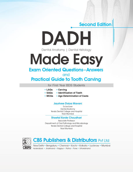 Dadh Dental Anatomy Dental Histology Made Easy Exam Oriented Questions Answers And Practical Guide To Tooth Carving 2Ed (Pb 2023) - Retail Maharaj