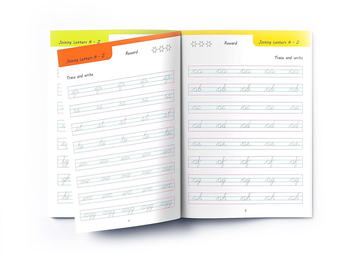 Cursive Handwriting Practice Workbooks (Set of 4): Small Letters, Capital Letters, Joining Letters & Word Families | Level 1 | Ages 5–8 | Build Writing Skills with Fun Exercises - Retail Maharaj