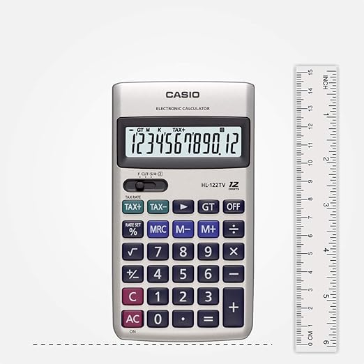 Casio HL-122TV Portable Calculator with Metal Faceplate & GT Key