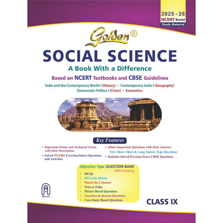 Golden Social Science (Samajik Vigyan): Based on NEW NCERT for Class- 9 (For 2026 Final Exams, includes Objective Type Question Bank) - Retail Maharaj
