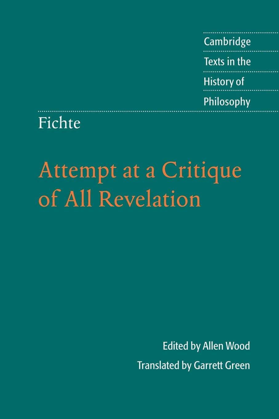 Fichte: Attempt at a Critique of All Revelation (Cambridge Texts in the History of Philosophy) - Retail Maharaj
