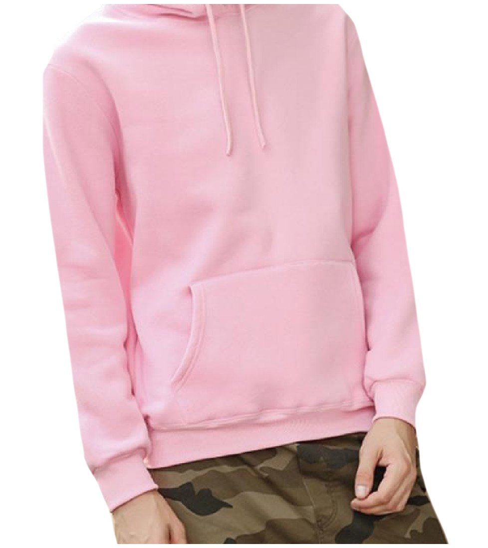 Winwinus Men's Pullover Casual Solid Drawstring Pockets Hoodie Sweatshirts Pink L - Retail Maharaj