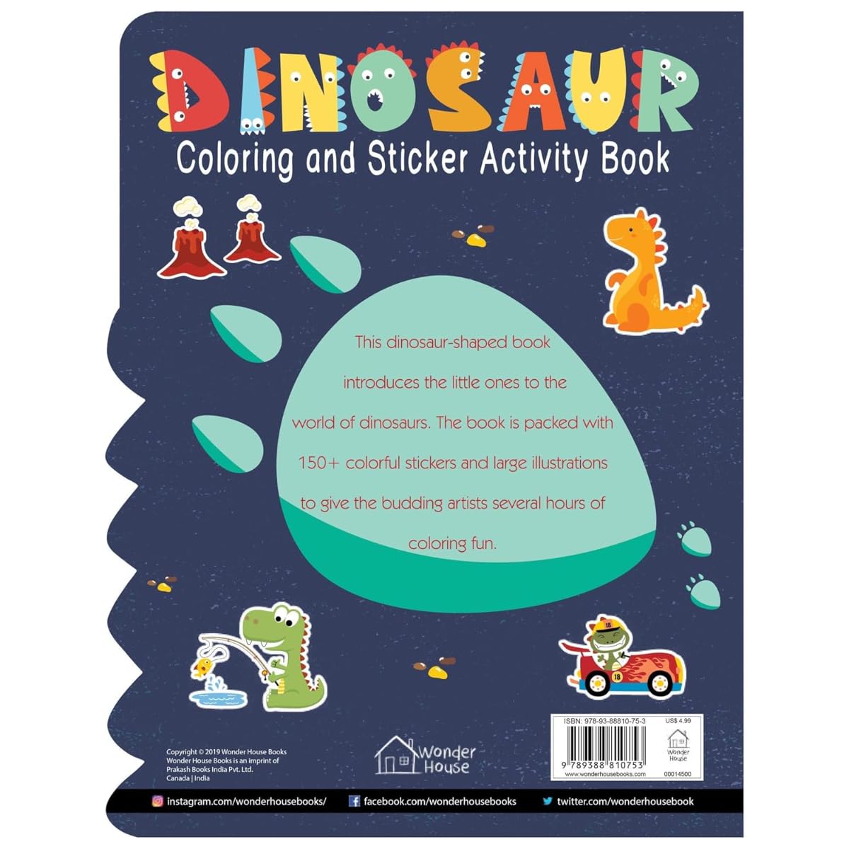 Dinosaurs - Coloring and Sticker Activity Book (With 150+ Stickers) - Retail Maharaj