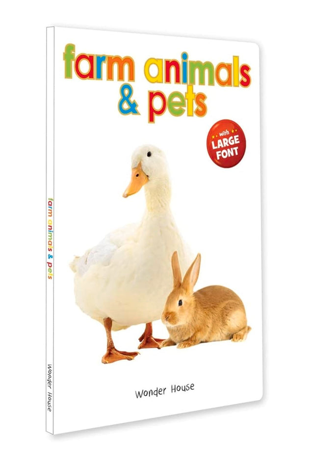 Farm Animals & Pets – Early Learning Board Book with Large Font: Brightly Illustrated Animal Book for Kids | Big Board Books Series for Babies, Toddlers & Preschoolers | Learn About Cows, Dogs, Cats & More with Bold Text & Clear Pictures | Ages 0–5 Years - Retail Maharaj