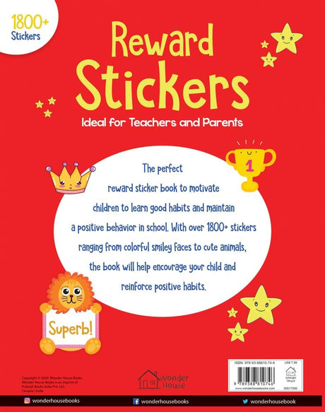 1800+ Reward Stickers - Ideal For Teachers And Parents: Sticker Book With Over 1800 Stickers to Boost The Morale of Kids - Retail Maharaj