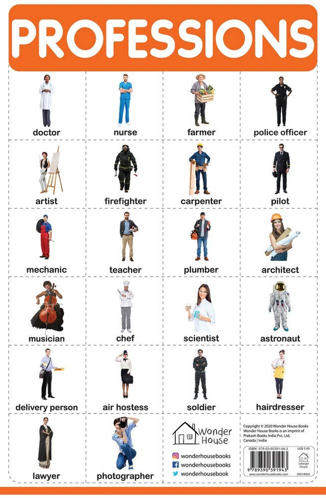 Professions - My First Early Learning Wall Chart: For Preschool, Kindergarten, Nursery And Homeschooling (19 Inches X 29 Inches) - Retail Maharaj