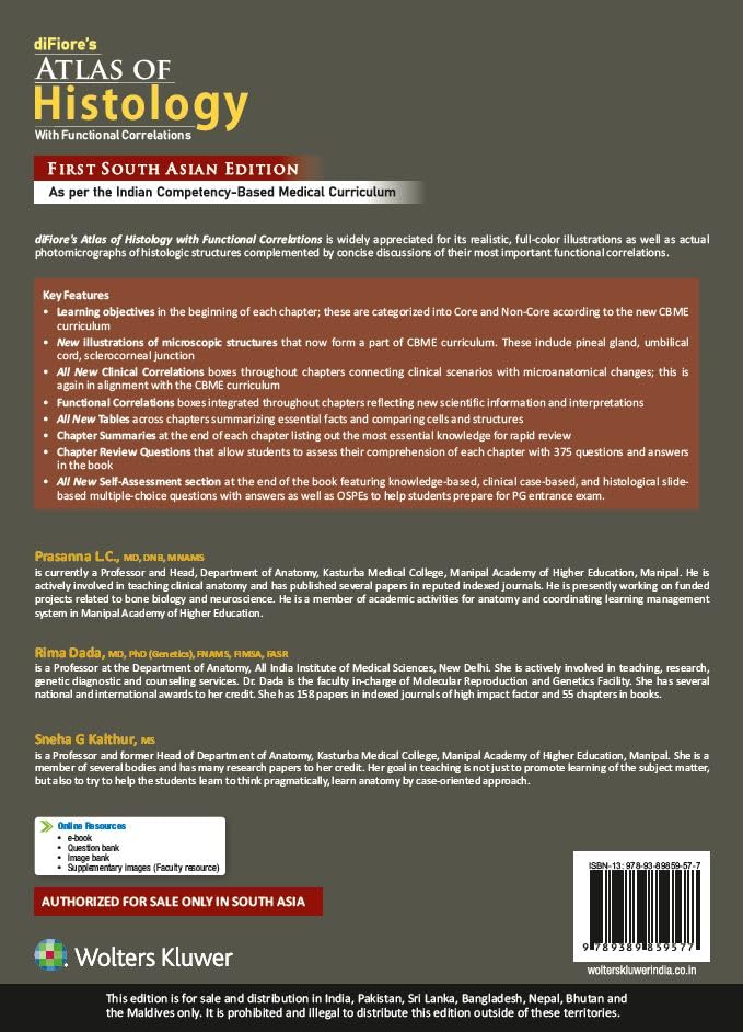 diFiore’s Atlas of Histology with Functional Correlations, 1st South Asian ed - Retail Maharaj